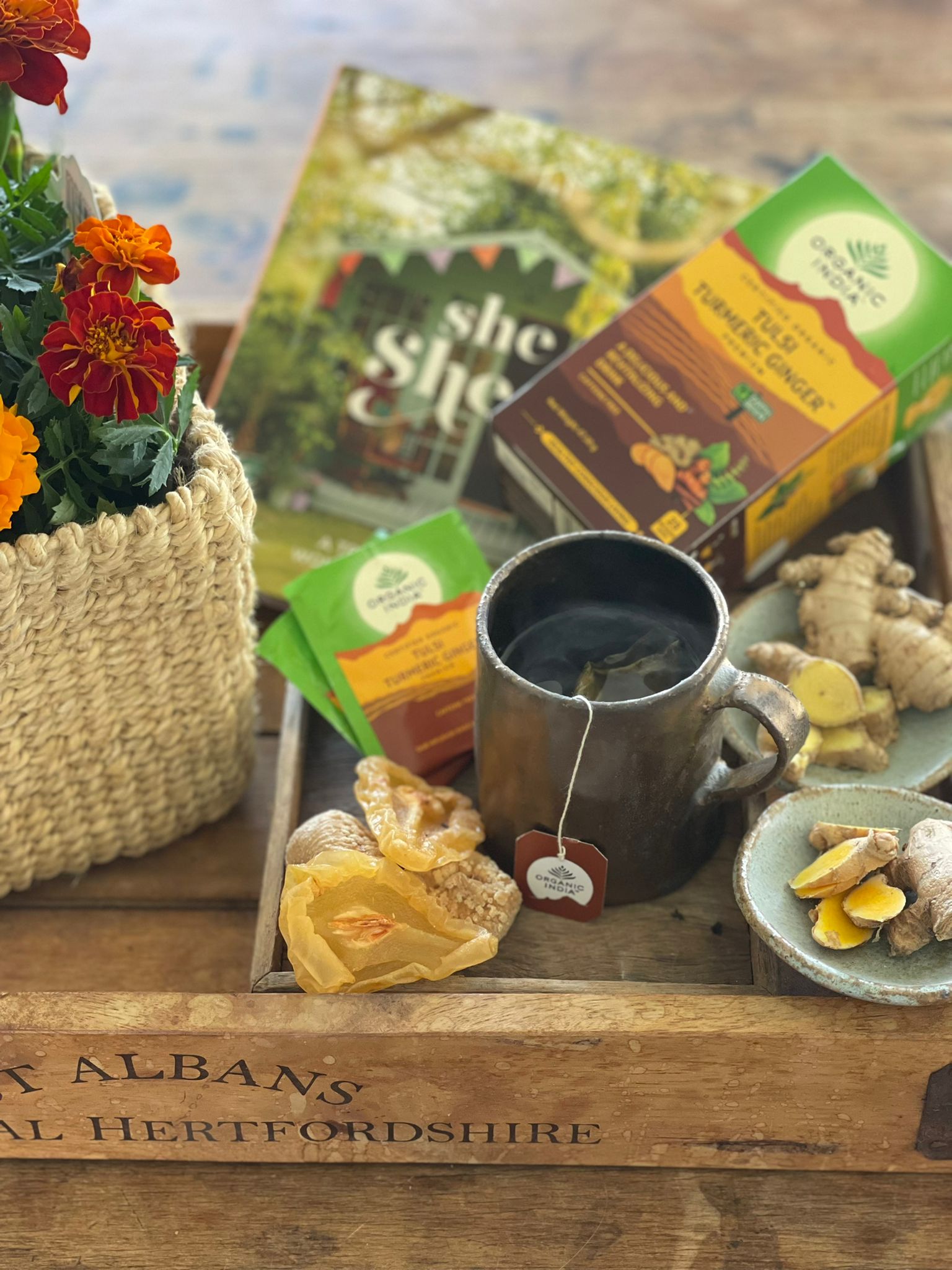 Tulsi Turmeric Ginger, Tulsi tea, organic tea, tulsi, herbal tea, herbal infusions, sleep tea, turmeric tea, ashwagandha, holy basil, holy basil tea, green tea, lemon ginger tea, tea for sleep, moringa, ORGANIC INDIA, ORGANIC INDIA Australia, herbal supplements