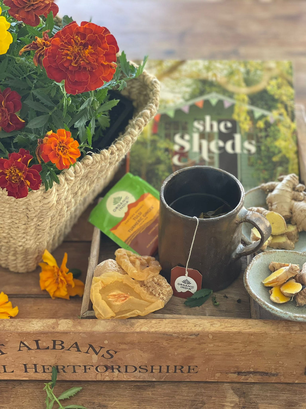 Tulsi Turmeric Ginger, Tulsi tea, organic tea, tulsi, herbal tea, herbal infusions, sleep tea, turmeric tea, ashwagandha, holy basil, holy basil tea, green tea, lemon ginger tea, tea for sleep, moringa, ORGANIC INDIA, ORGANIC INDIA Australia, herbal supplements