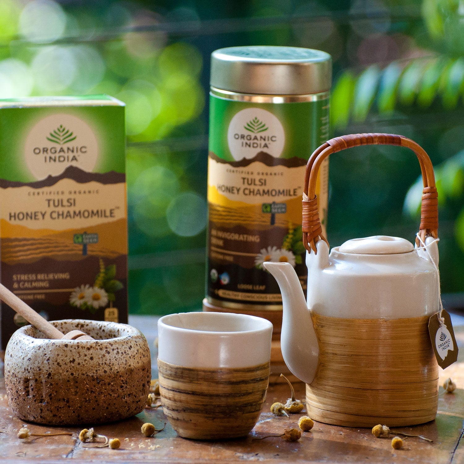 Tulsi Honey Chamomile, Tulsi tea, organic tea, tulsi, herbal tea, herbal infusions, sleep tea, turmeric tea, ashwagandha, holy basil, holy basil tea, green tea, lemon ginger tea, tea for sleep, moringa, ORGANIC INDIA, ORGANIC INDIA Australia, herbal supplements