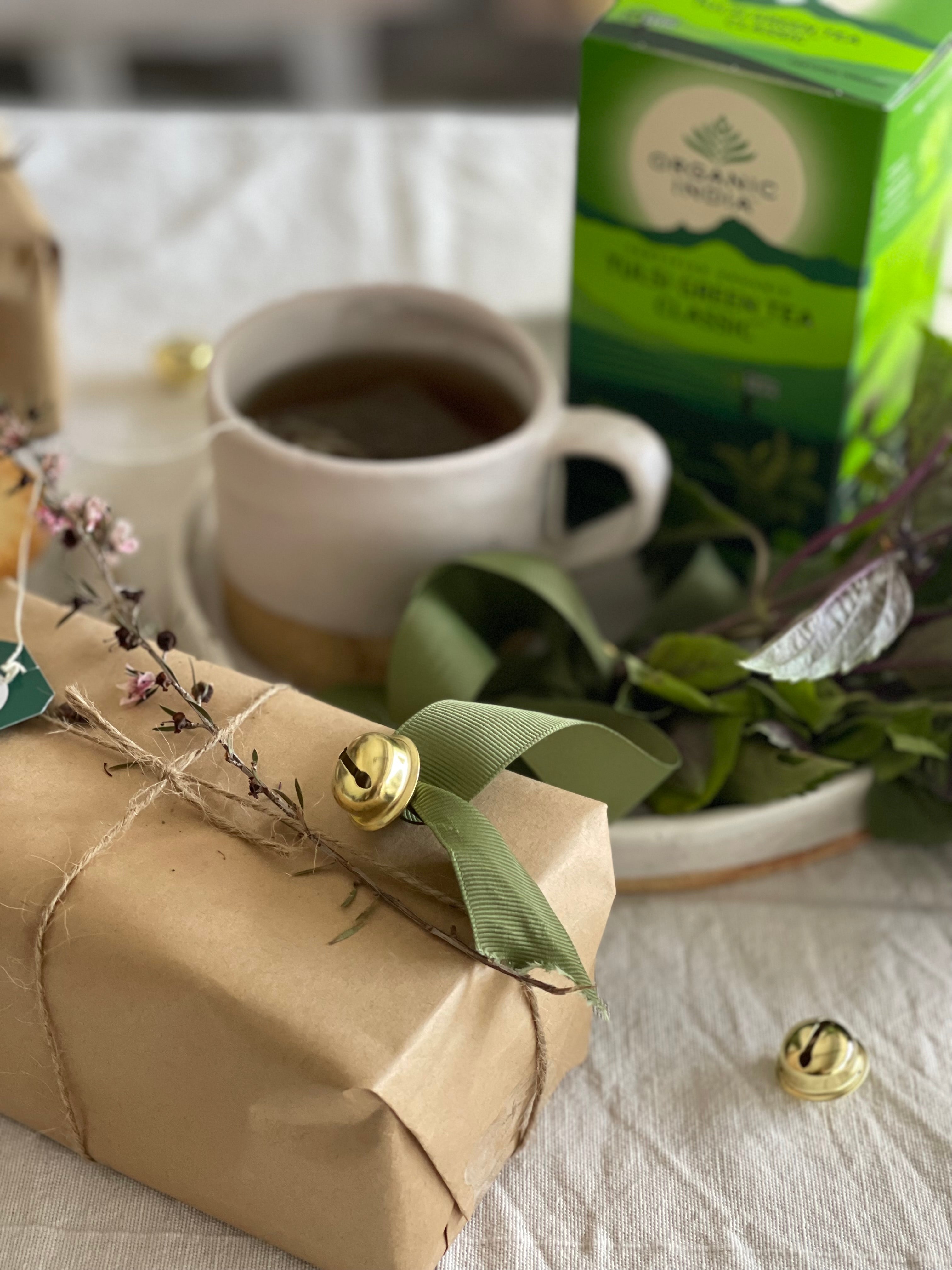 Organic India Tulsi Green Tea Classic, Tulsi tea, organic tea, tulsi, herbal tea, herbal infusions, sleep tea, turmeric tea, ashwagandha, holy basil, holy basil tea, green tea, lemon ginger tea, tea for sleep, moringa, ORGANIC INDIA, ORGANIC INDIA Australia, herbal supplements