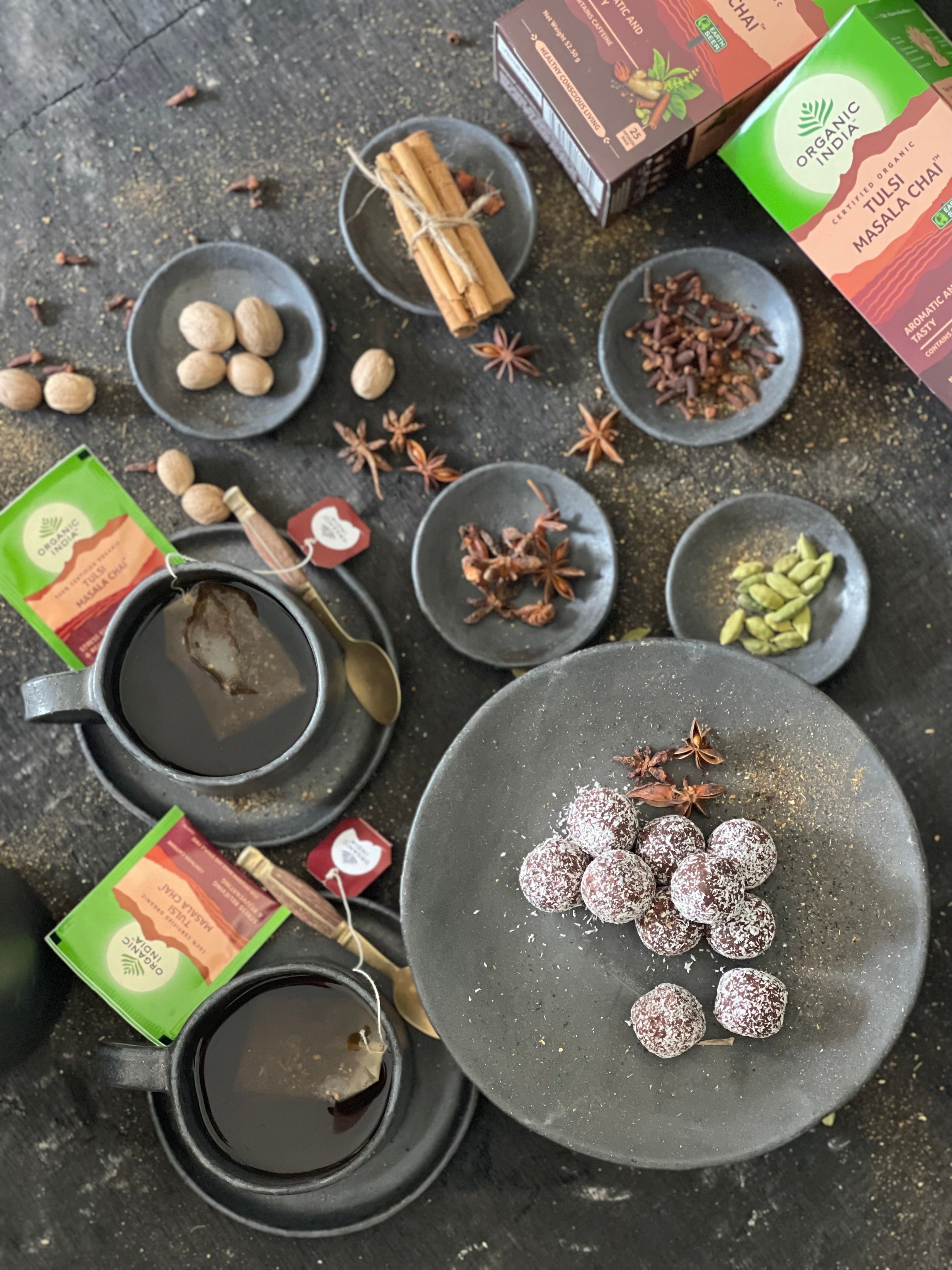 Organic India Tulsi Masala Chai, Tulsi tea, organic tea, tulsi, herbal tea, herbal infusions, sleep tea, turmeric tea, ashwagandha, holy basil, holy basil tea, green tea, lemon ginger tea, tea for sleep, moringa, ORGANIC INDIA, ORGANIC INDIA Australia, herbal supplements