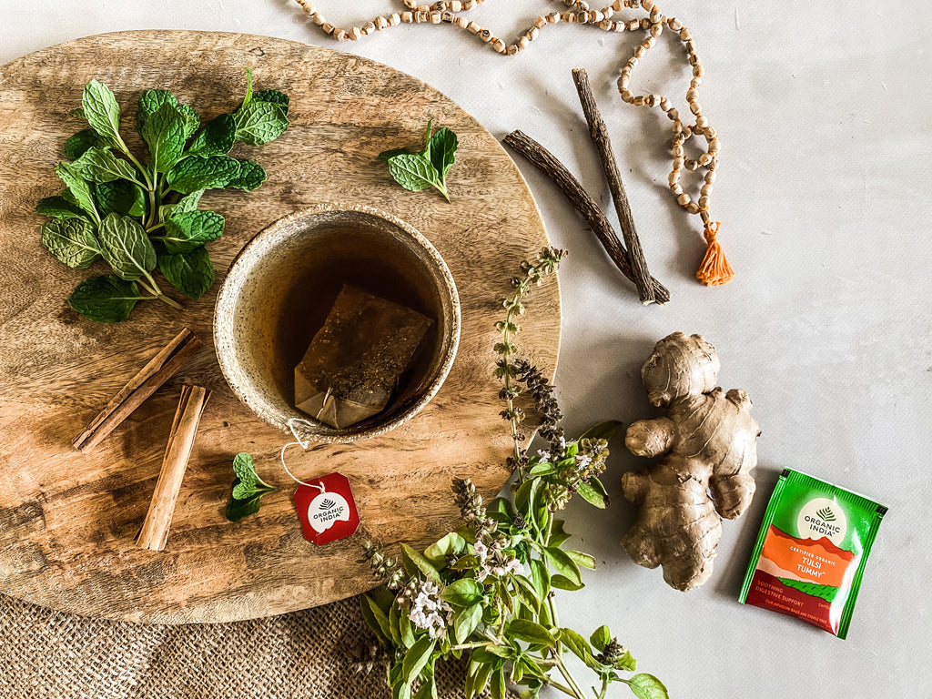 Organic India Tulsi Tummy, Tulsi tea, organic tea, tulsi, herbal tea, herbal infusions, sleep tea, turmeric tea, ashwagandha, holy basil, holy basil tea, green tea, lemon ginger tea, tea for sleep, moringa, ORGANIC INDIA, ORGANIC INDIA Australia, herbal supplements