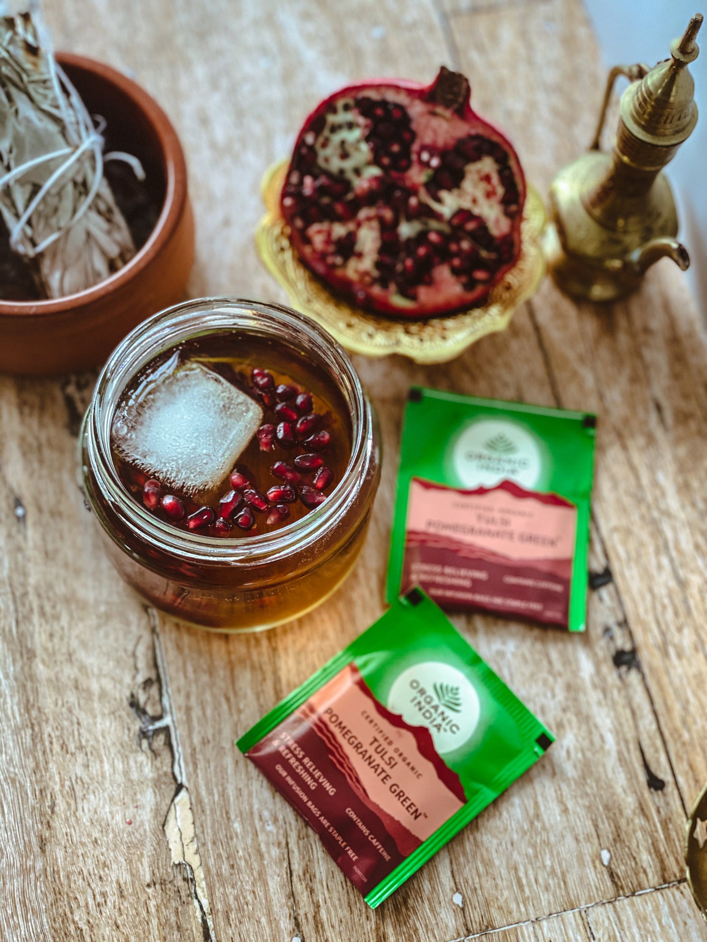 Organic India Tulsi Pomgranate Green, Tulsi tea, organic tea, tulsi, herbal tea, herbal infusions, sleep tea, turmeric tea, ashwagandha, holy basil, holy basil tea, green tea, lemon ginger tea, tea for sleep, moringa, ORGANIC INDIA, ORGANIC INDIA Australia, herbal supplements