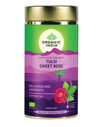 Organic India Tulsi Sweet Rose Loose Leaf, Tulsi tea, organic tea, tulsi, herbal tea, herbal infusions, sleep tea, turmeric tea, ashwagandha, holy basil, holy basil tea, green tea, lemon ginger tea, tea for sleep, moringa, ORGANIC INDIA, ORGANIC INDIA Australia, herbal supplements